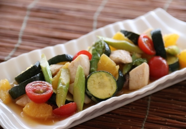 白身魚と夏野菜のオレンジマリネ