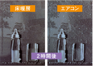 床暖房とエアコンの比較実験 (2時間後)