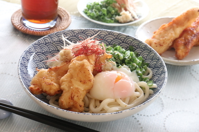 かしわ天ぶっかけうどん