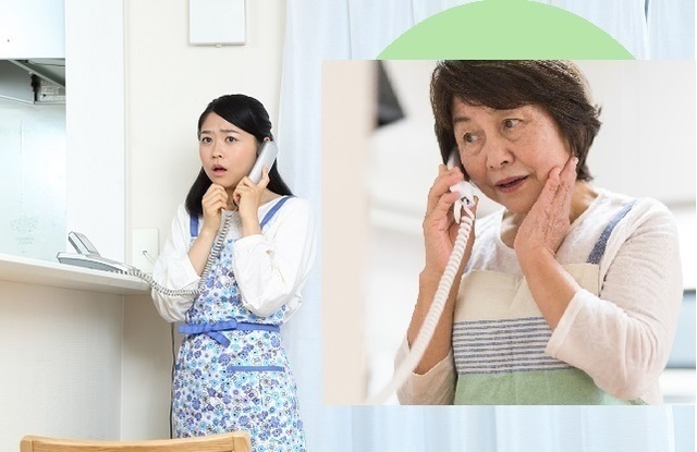 電話する親子