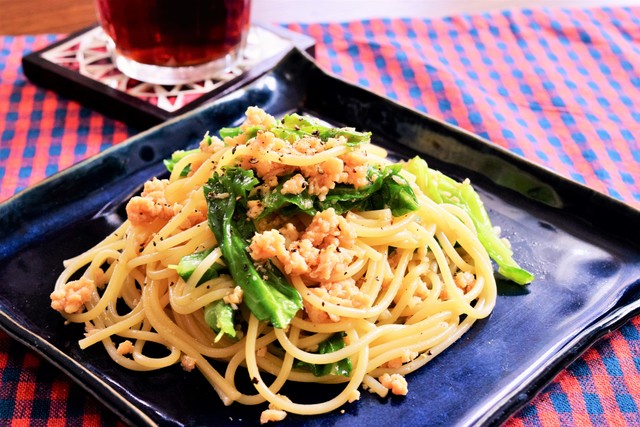 キャベツとひき肉のパスタ