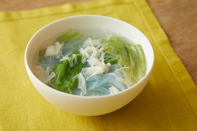 レタスとホタテの春雨スープ