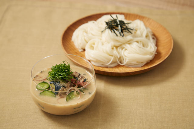 鯖缶の冷や汁そうめん