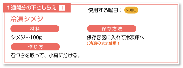 冷凍シメジの下ごしらえ