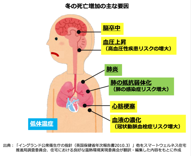 冬の死亡増加の主な要因