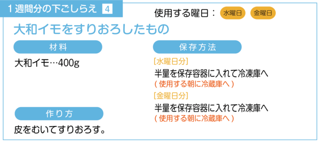 大和イモのすりおろしの下ごしらえ