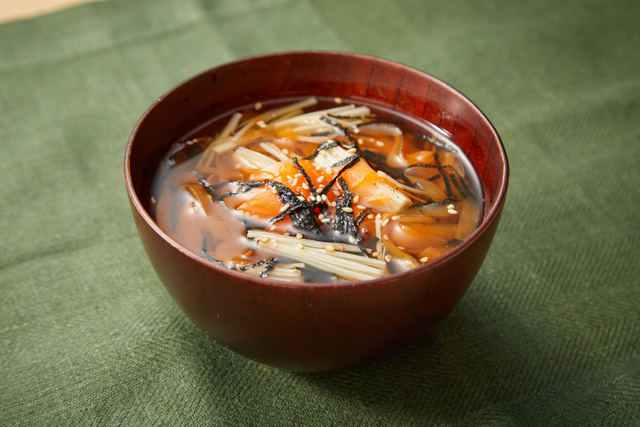 にんじんとエノキ茸の海苔スープ