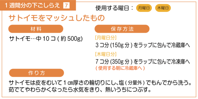 サツマイモをマッシュする下ごしらえ