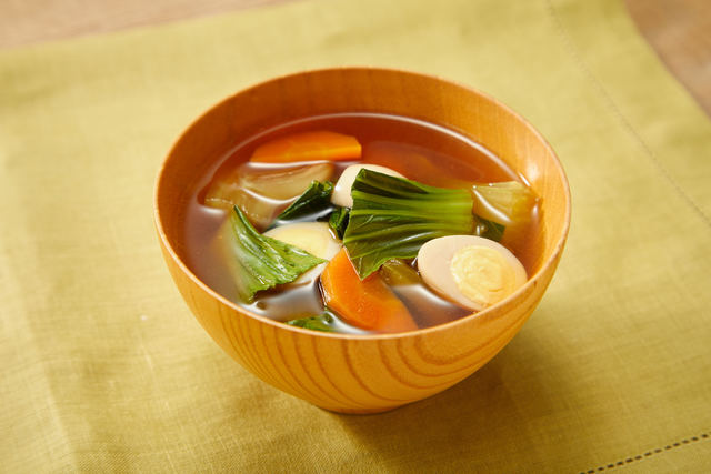 チンゲン菜とにんじんの和風スープ