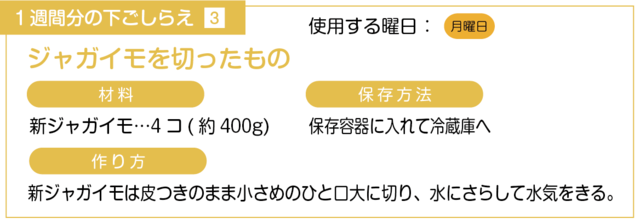 ジャガイモを切る下ごしらえ