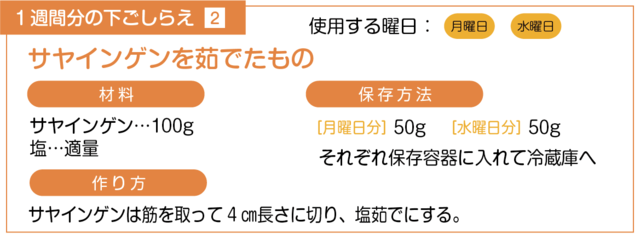 サヤインゲンを茹でる下ごしらえ