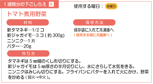 トマト煮用野菜の下ごしらえ