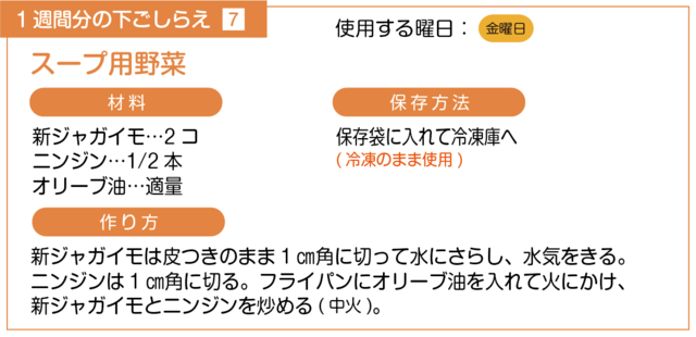スープ用野菜の下ごしらえ