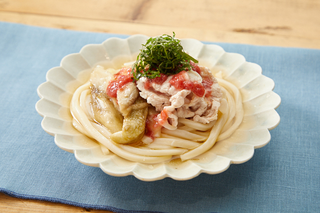 豚しゃぶと焼きなすの冷やしうどん
