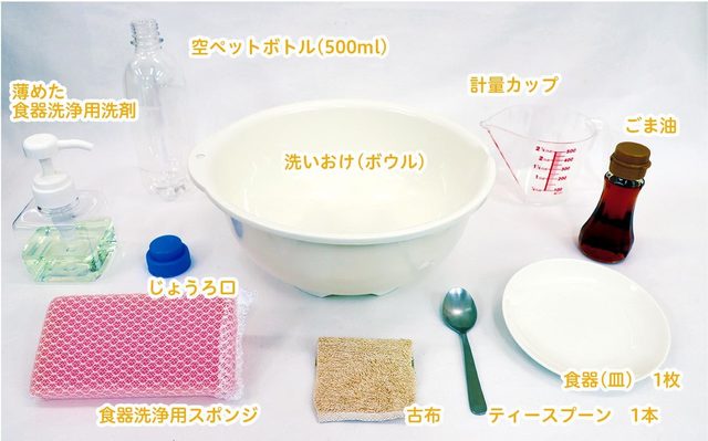 節水実験で用意するもの