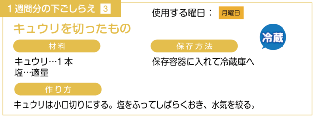 キュウリを切る下ごしらえ