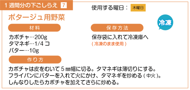 ポタージュ用野菜の下ごしらえ
