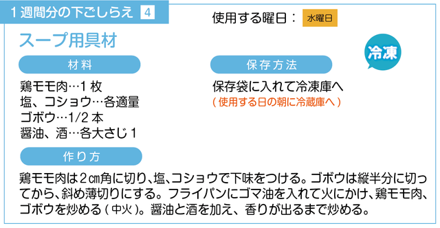 スープ用具材の下ごしらえ