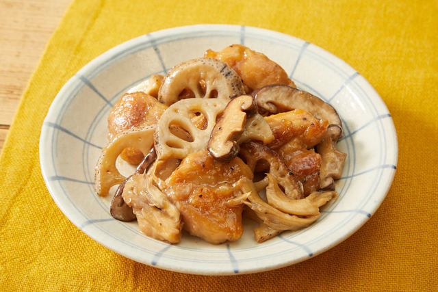 鶏れんこんのバター醤油炒め