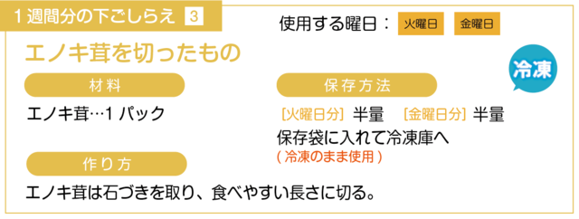 エノキ茸を切る下ごしらえ