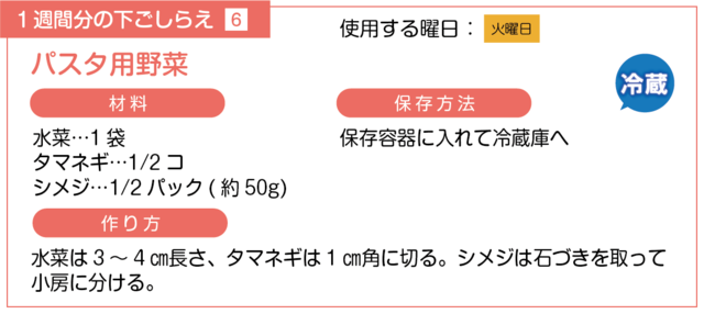 パスタ用野菜の下ごしらえ