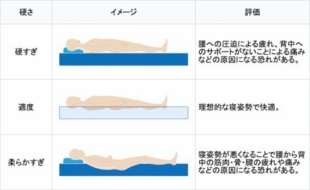 それぞれの硬さのイメージと評価