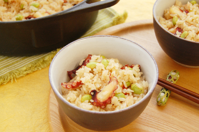 「たこと枝豆の炊き込みご飯」
