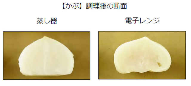 かぶの調理後の断面の比較写真